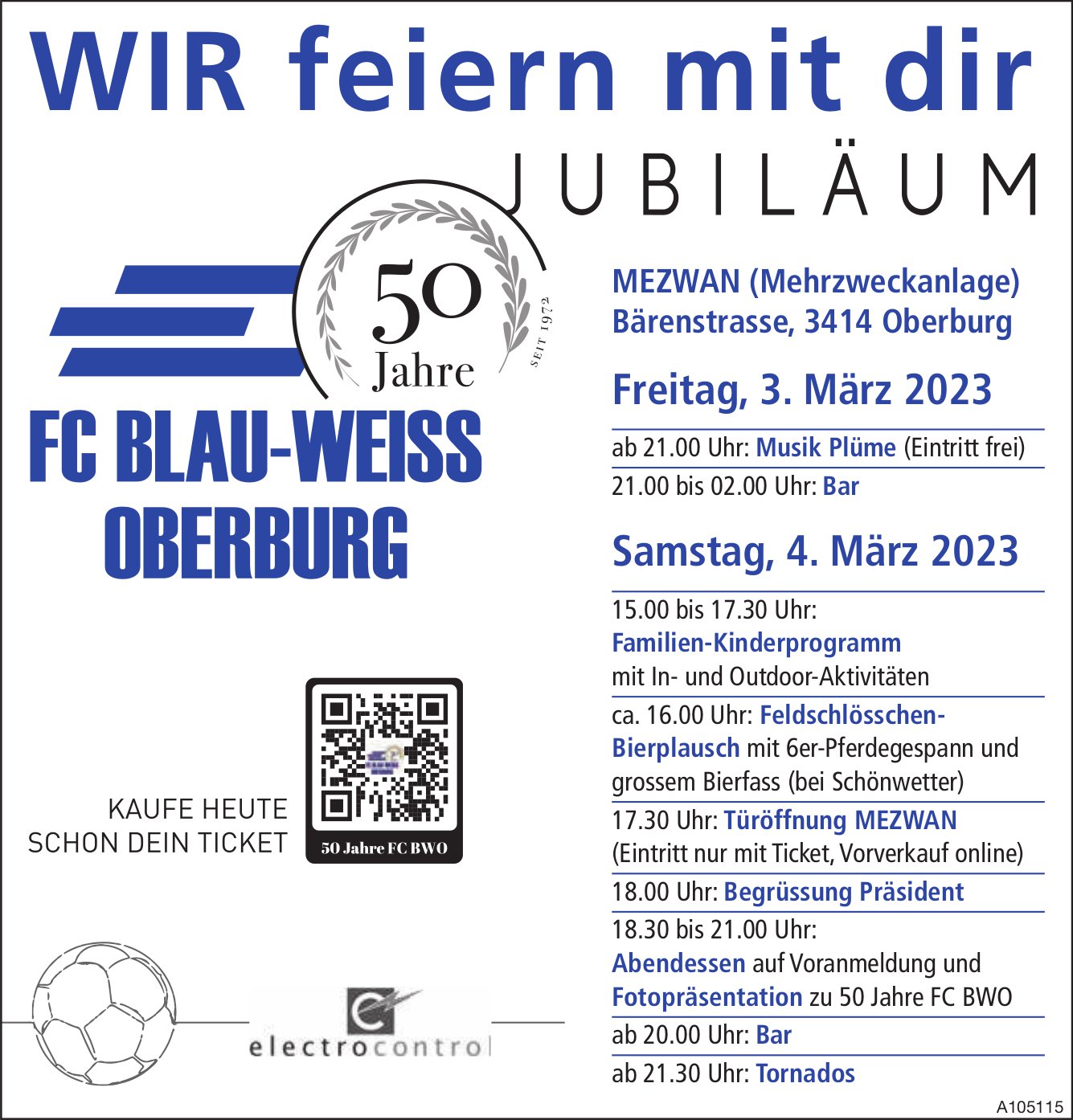 Wir Feiern Mit Dir Jubil Um Jahre Fc Blau Weiss Oberburg