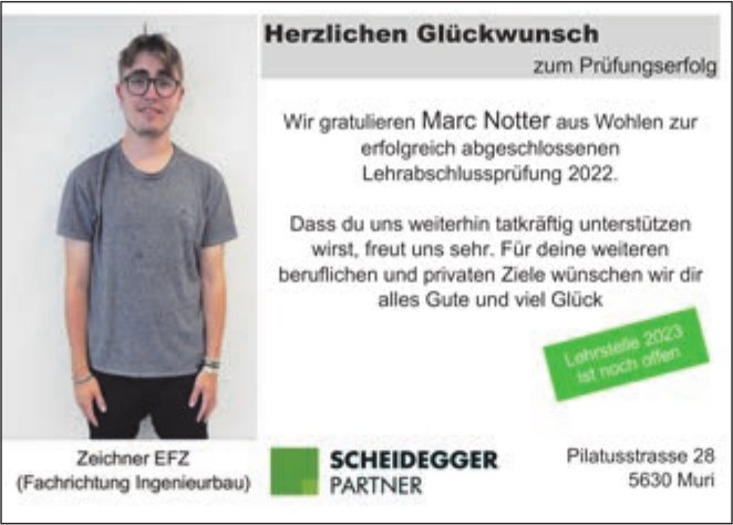 Scheidegger Partner Muri Marc Notter Herzlichen Gl Ckwunsch Zum