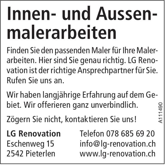 LG Renovation, Pieterlen - Innen- und Aussenmalerarbeiten