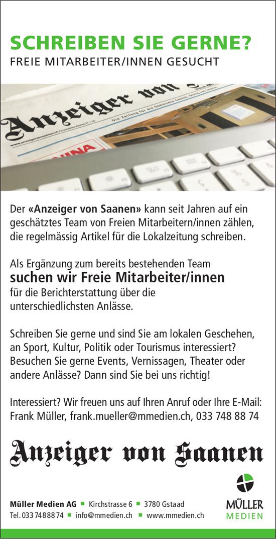 Freie Mitarbeiter/innen, Müller Medien AG, Gstaad, gesucht
