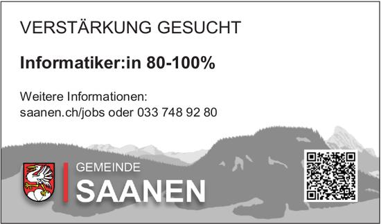 Informatiker:in 80-100%, Gemeinde Saanen, Gesucht
