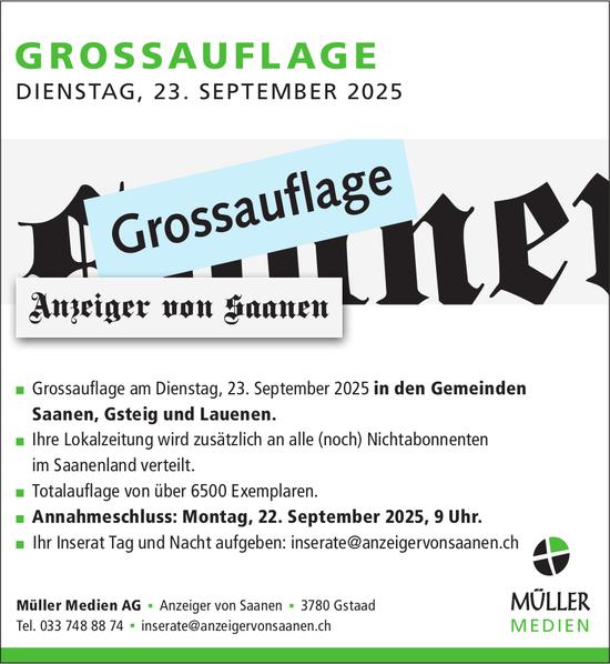 Anzeiger von Saanen, Grossauflage