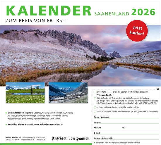 Müller Medien AG, Gstaad - Kalender Saanenland 2026