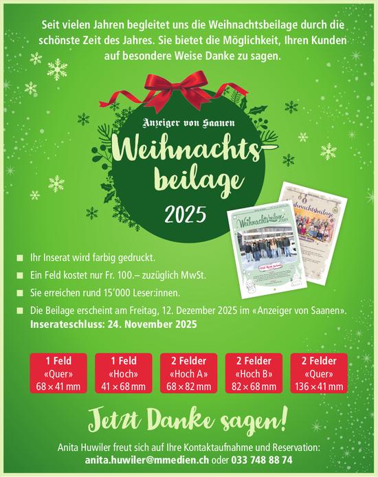 Anzeiger von Saanen, Weihnachts- beilage 2025