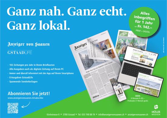 Anzeiger von Saanen, Gstaad - Ganz nah. Ganz echt. Ganz lokal.