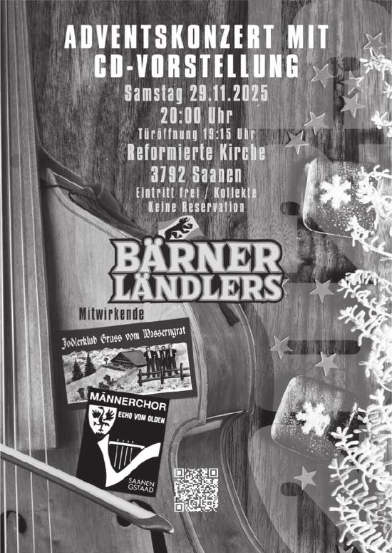 Adventskonzert mit CD-Vorstellung », 29. November, Saanen