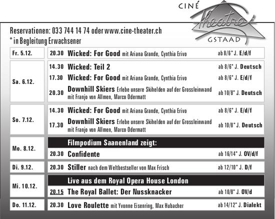 CINÉ THEATRE, 5. - 11. Dezember