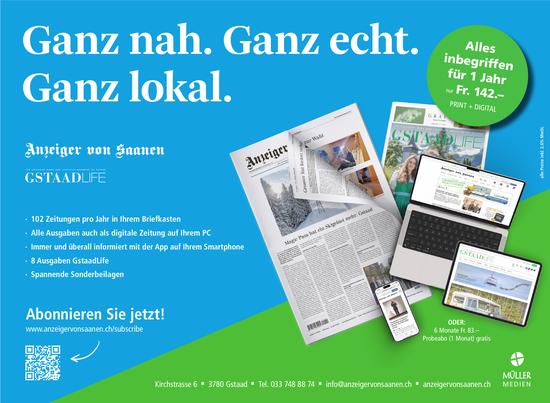 Anzeiger von Saanen, Gstaad - Abonnieren Sie jetzt!