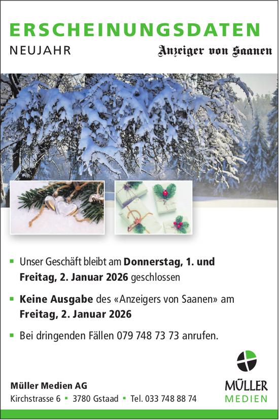 Gstaad - Müller Medien AG, Erscheinungsdaten NEUJAHR