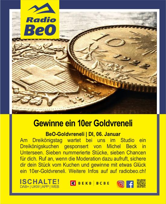 Radio BeO, Gewinne ein 10er Goldvreneli
