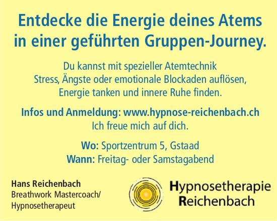 Hypnosetherapie Reichenbach, Gstaad - Entdecke die Energie deines Atems in einer geführten Gruppen-Journey.