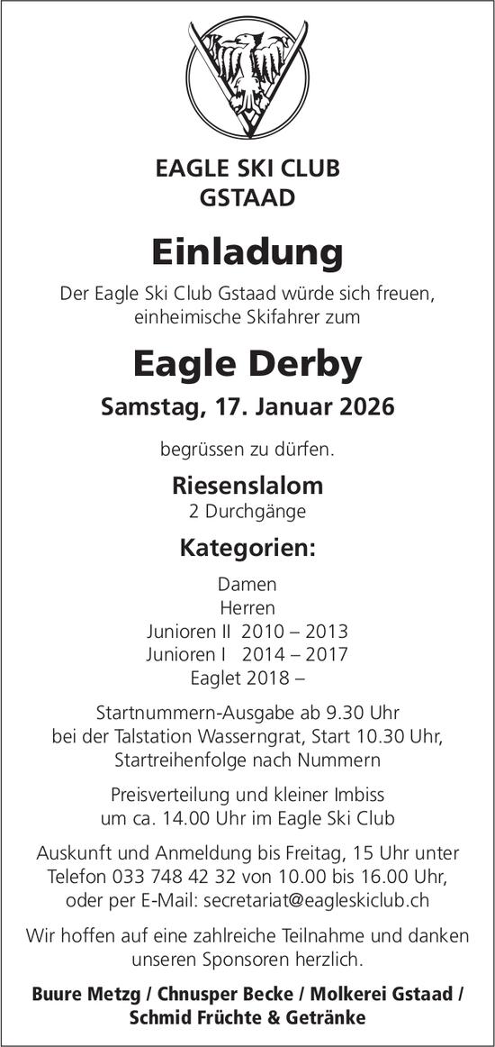 Eagle Derby, 17. Januar, Eagle Ski Club, Gstaad