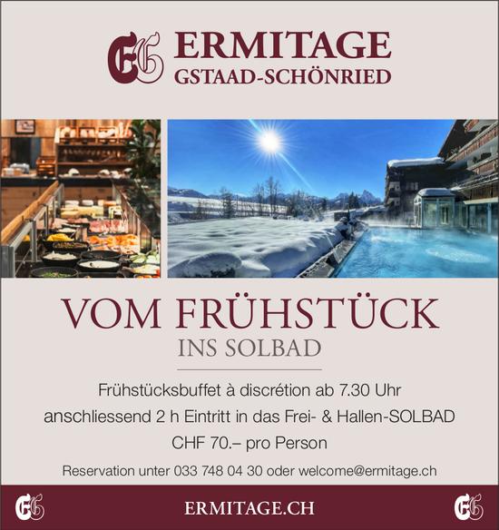 Ermitage Gstaad-Schönried, VOM FRÜHSTÜCK INS SOLBAD