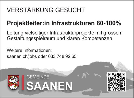 Projektleiter:in Infrastrukturen 80-100%, GEMEINDE SAANEN, Gesucht