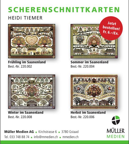 Müller Medien AG, Gstaad - Scherenschnittkarten