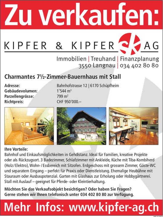 Charmantes 7½-Zimmer-Bauernhaus mit Stall, Schüpfheim, zu verkaufen