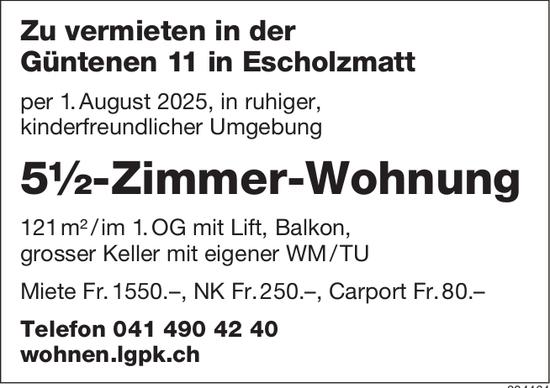 5½-Zimmer-Wohnung in Escholzmatt, 5½ Zimmer-Wohnung, zu vermieten