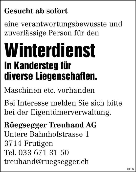 Winterdienst für diverse Liegenschaften, Rüegsegger Treuhand AG, Kandersteg, gesucht
