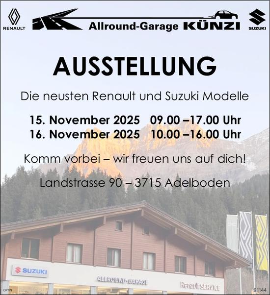 Ausstellung, 15. und 16. November, Allround-Garage Künzi, Adelboden