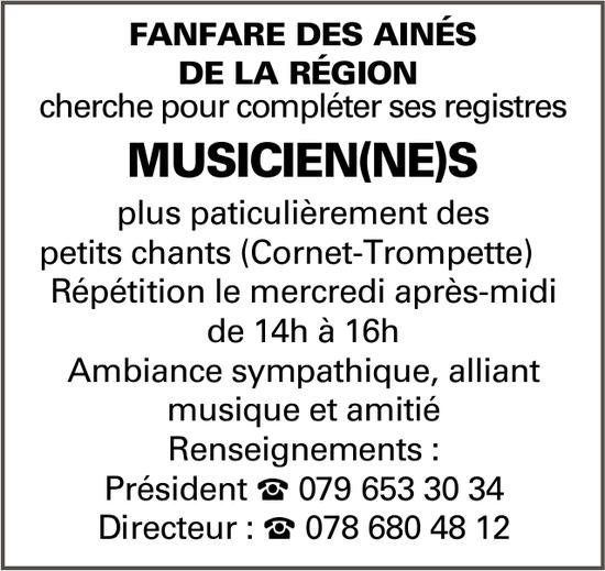 MUSICIEN(NE)S, Fanfare Des Ainés De La Région, recherché