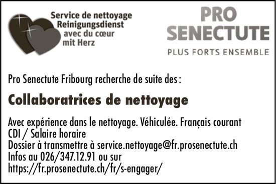 Collaboratrices de nettoyage, Pro Senectute Fribourg, Recherché
