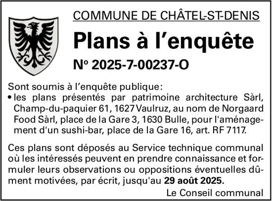 Commune de Châtel-St-Denis, Bulle - Plans à l’enquête