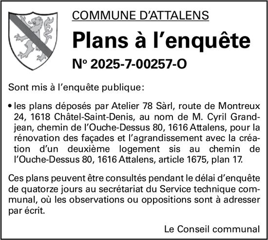 Commune D’attalens, Châtel - Plans à l’enquête