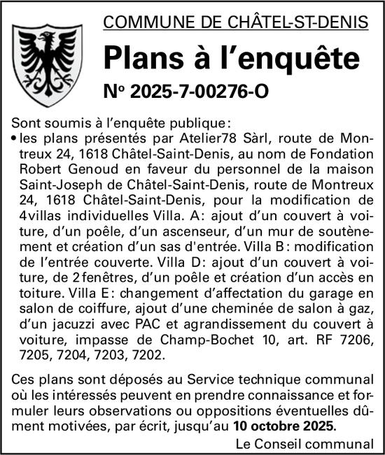 Commune de Châtel-St-Denis, Plans à l’enquête
