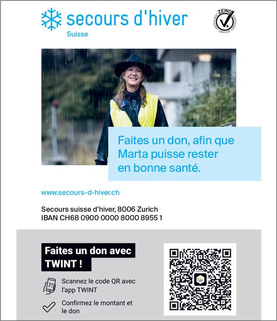 Secours d'hiver, Faites un don, afin que Marta puisse rester en bonne santé.