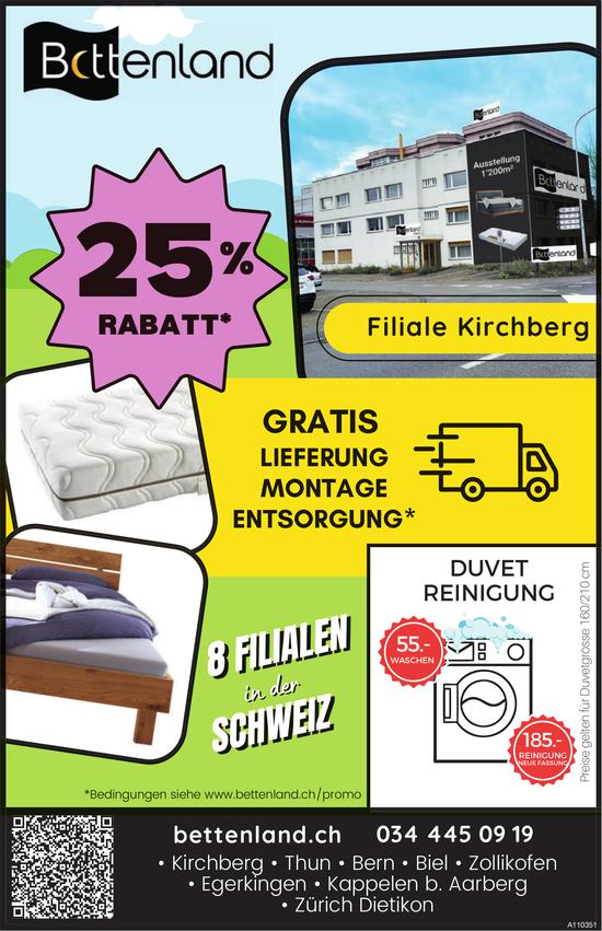 Bettenland, Filiale Kirchberg - 25% Rabatt