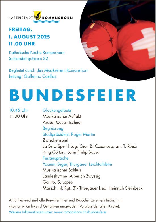 BUNDESFEIER, 1. August, Katholische Kirche Romanshorn