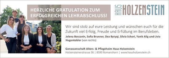 Genossenschaft Alters- & Pflegeheim Haus Holzenste, Romanshorn - Abschlussprüfung bestanden!