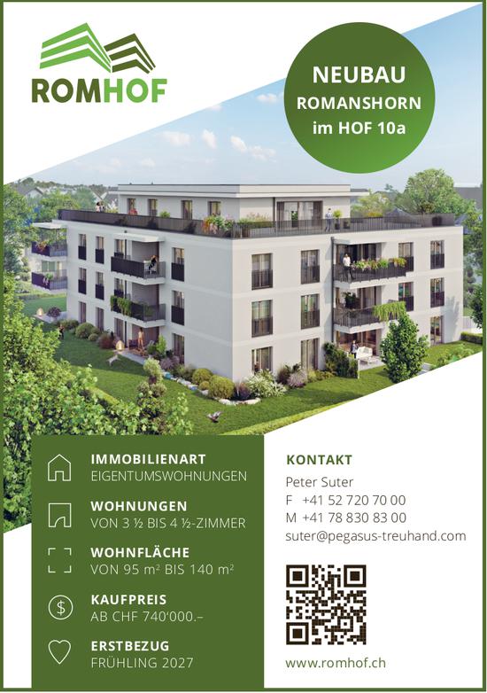 NEUBAU Romanshorn im Hof 10a, 3-Zimmer-Wohnung, zu verkaufen