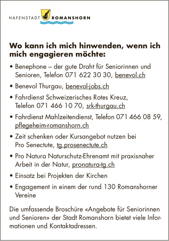 Sonstiges, Hafenstadt Romanshorn, Wo kann ich mich hinwenden, wenn ich mich engagieren möchte