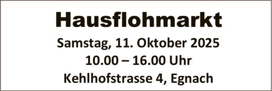 Hausflohmarkt, 11. Oktober, Egnach