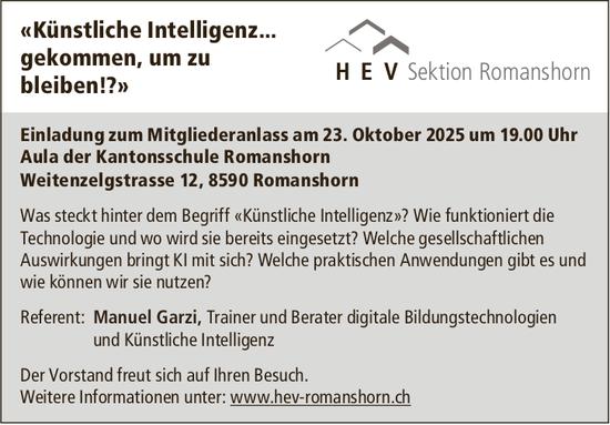 Einladung zum Mitgliederanlass, 23. Oktober, Aula Kantonsschule