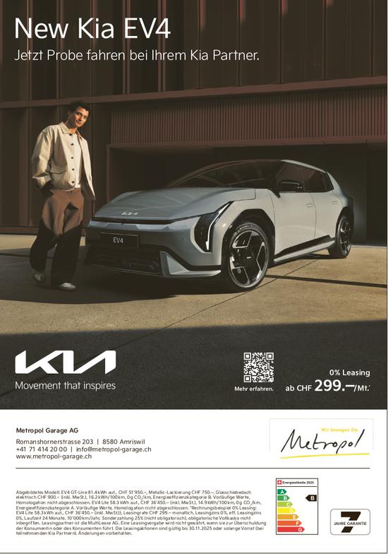 Metropol Garage AG, Amriswil - New Kia Ev4 - Jetzt Probe fahren bei Ihrem Kia Partner.