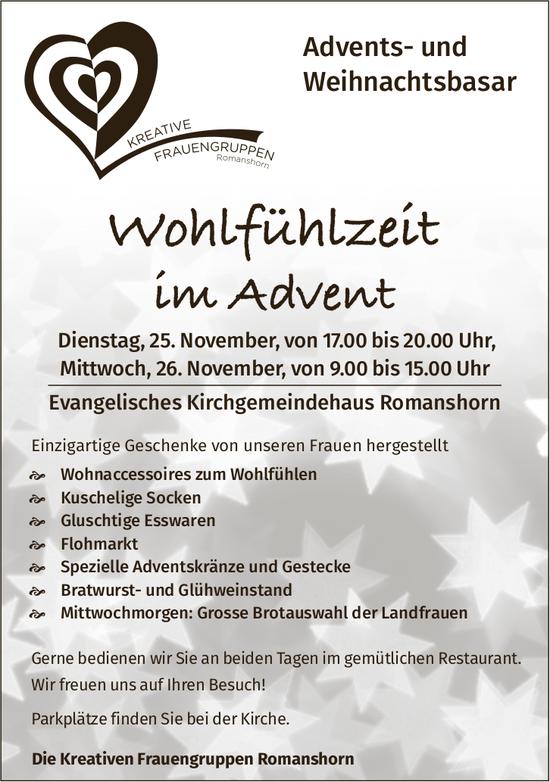 Advents- und Weihnachtsbasar, 25. und 26. November, Evangelisches Kirchgemeindehaus