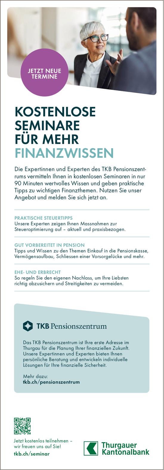 TKB Pensionszentrum, JETZT NEUE TERMINE