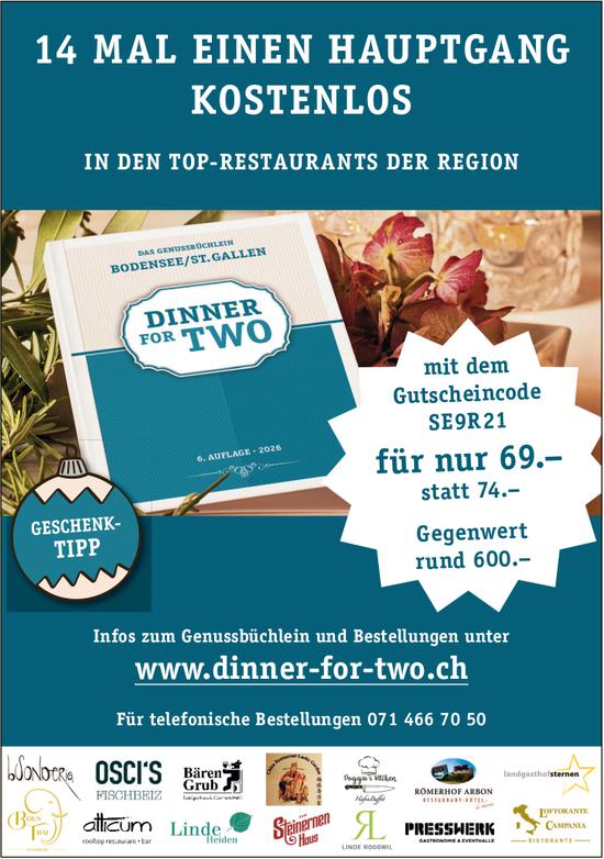 Dinner For Two, 14 MAL EINEN HAUPTGANG KOSTENLOS