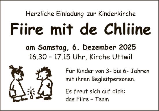 Fiire mit de Chliine, 6. Dezember, Kirche, Uttwil