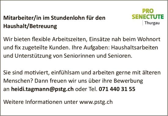 Pro Senectute, Mitarbeiter/in im Stundenlohn für den Haushalt/Betreuung