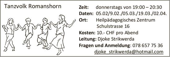 Tanzvolk Romanshorn, 5. Februar - 2. April, Heilpädagogisches Zentrum
