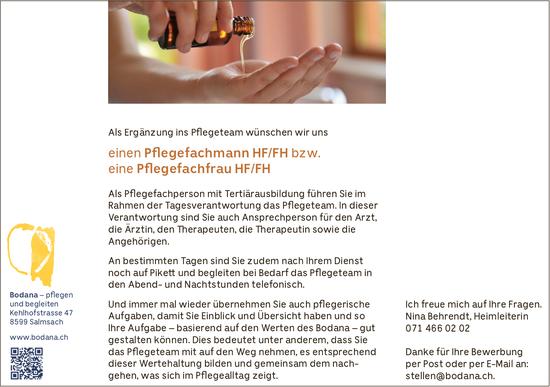 Bodana, Salmsach - Pflegefachmann HF/FH bzw. eine Pflegefachfrau HF/FH