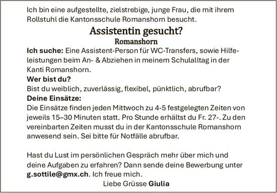 Romanshorn - Assistentin gesucht?