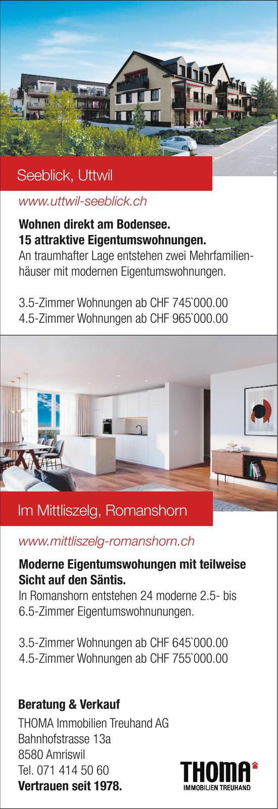 15 attraktive Eigentumswohnungen, Uttwil, zu verkaufen