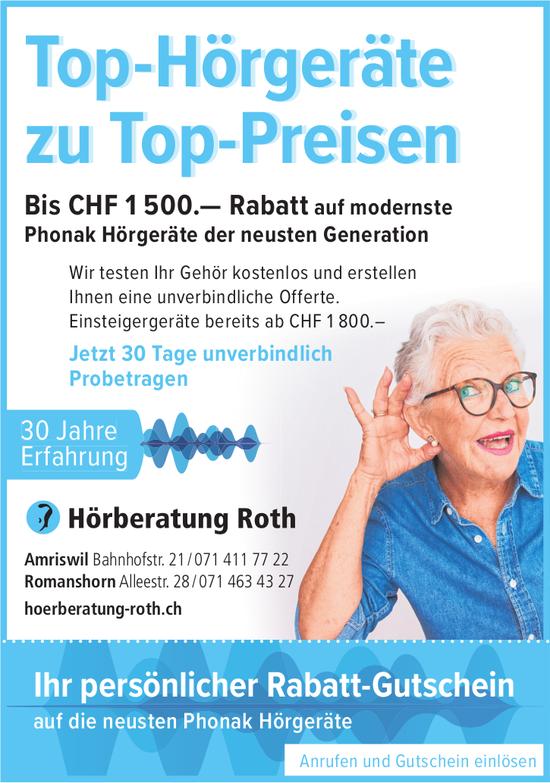 Hörberatung Roth, Amriswil - Top-Hörgeräte zu Top-Preisen