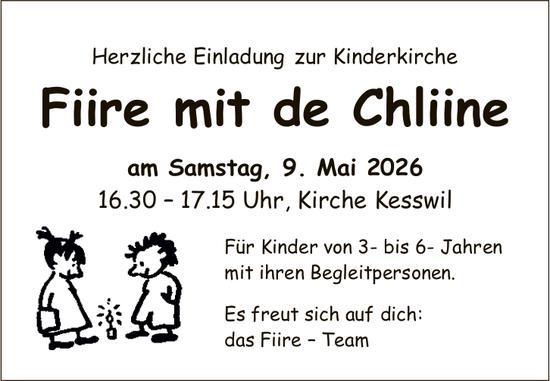 Fiire mit de Chliine, 9. Mai, Kirche Kesswil