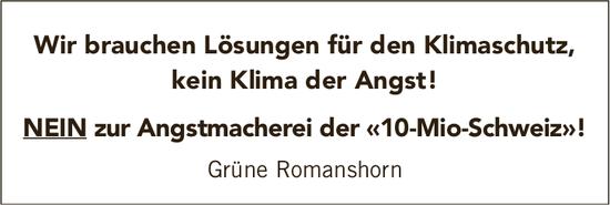 Grüne Romanshorn, NEIN zur Angstmacherei der «10-Mio-Schweiz»!