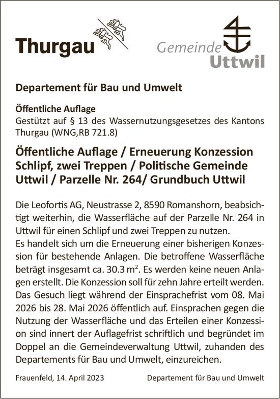 Baugesuche, Departement für Bau und Umwelt, Öffentliche Auflage